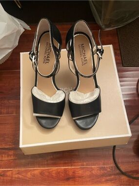 Michael Kors Belle Sandal Black Open-Toe Ankle-Strap Heels
